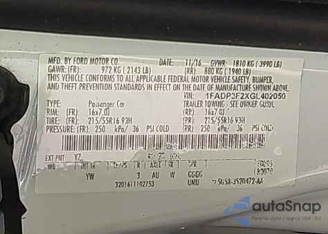 2016 Ford Focus Se from USA, damaged, VIN 1FADP3F2XGL402050